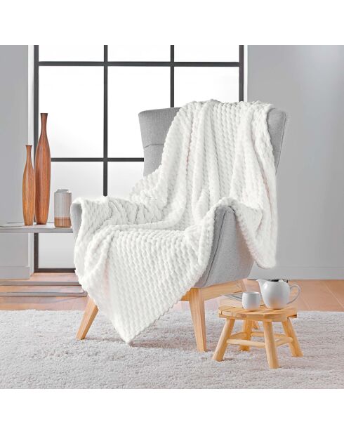 Plaid (125 x 150 cm) Mini Frosty Natural, in flanella a rilievo tinta unita