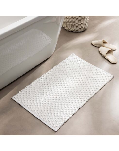 Tapis de bain polycoton jacquard tissé Lois blanc - 50x80 cm
