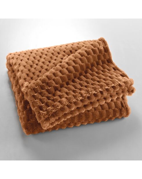 Plaid flanelle relief unie Mini Frosty camel - 125x150 cm