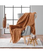 Plaid flanelle relief unie Mini Frosty camel - 125x150 cm