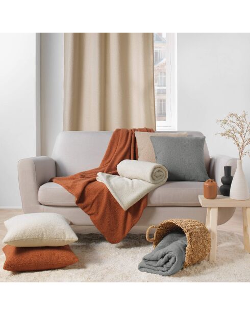 Plaid grigio lanoso (180 x 220 cm), bouclé liscio