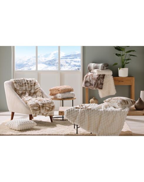 Calda coperta invernale (180 x 220 cm) Frosty Natural, pelliccia sintetica e sherpa