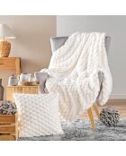 Calda coperta invernale (180 x 220 cm) Frosty Natural, pelliccia sintetica e sherpa