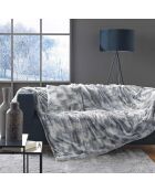 Coperta invernale calda (180 x 220 cm) grigio antartico, pelliccia sintetica