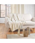 Plaid (125 x 150 cm) in lana naturale, tinta unita in bouclé