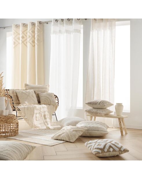 Coussin déhoussable franges Atlas naturel