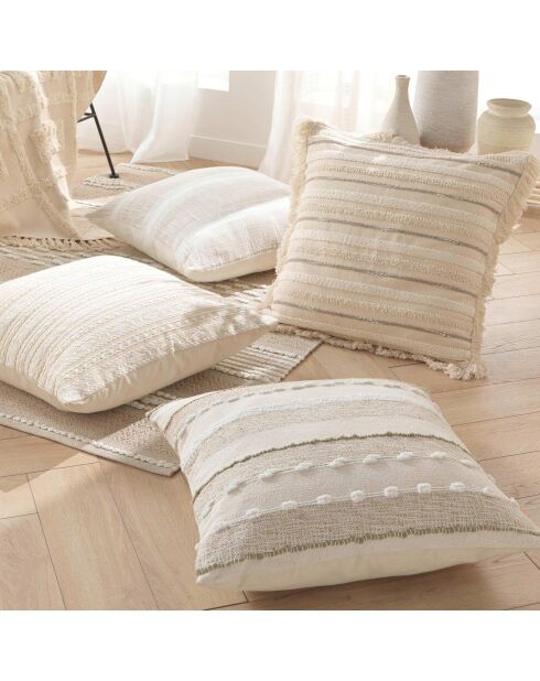 Coussin déhoussable franges Atlas naturel