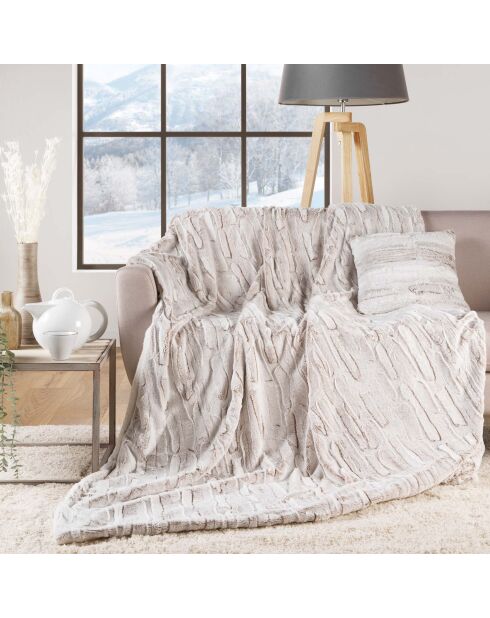 Calda coperta invernale (125 x 150 cm) in lince naturale, pelliccia sintetica e sherpa