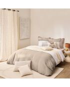 Parure housse de couette Gabrielle beige/blanc