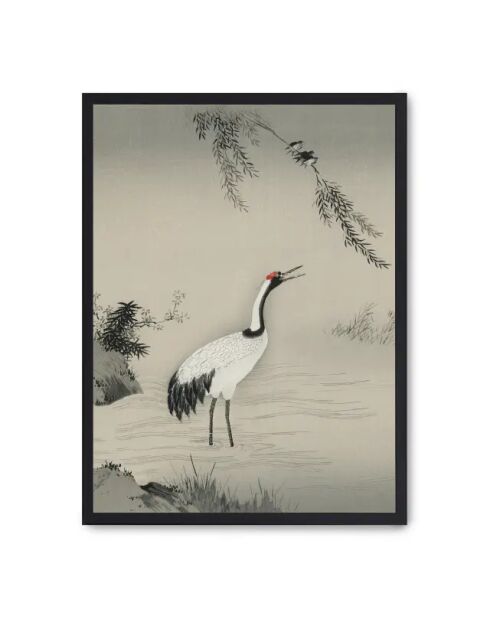 Grue peinte dans la nature - 50x70 cm