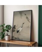 Grue peinte dans la nature - 50x70 cm