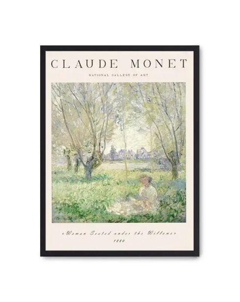 Femme peignant assise sous les arbres - 50x70 cm