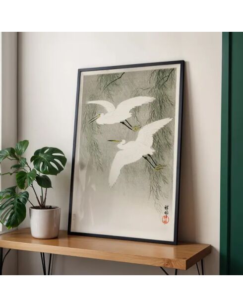 Dipinto raffigurante il volo dell'airone bianco - 50x70 cm