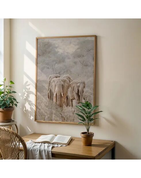 Dipinto di un branco di elefanti I -50x70 cm