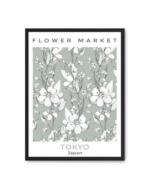 Schilderij bloemenmarkt - 50x70 cm