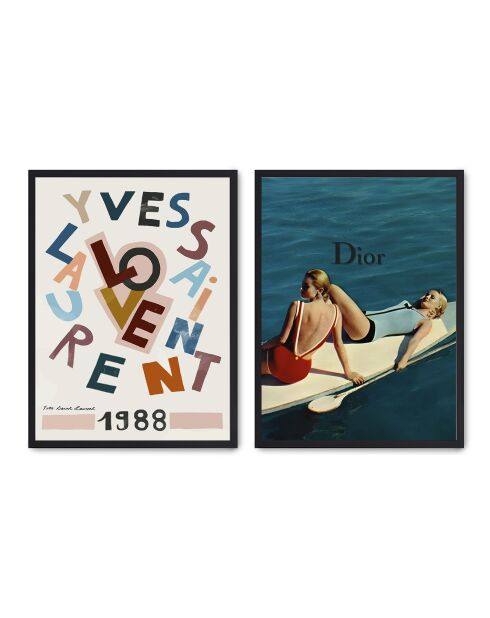 Ensemble composé de deux cadre avec marco noire - 50x70 cm