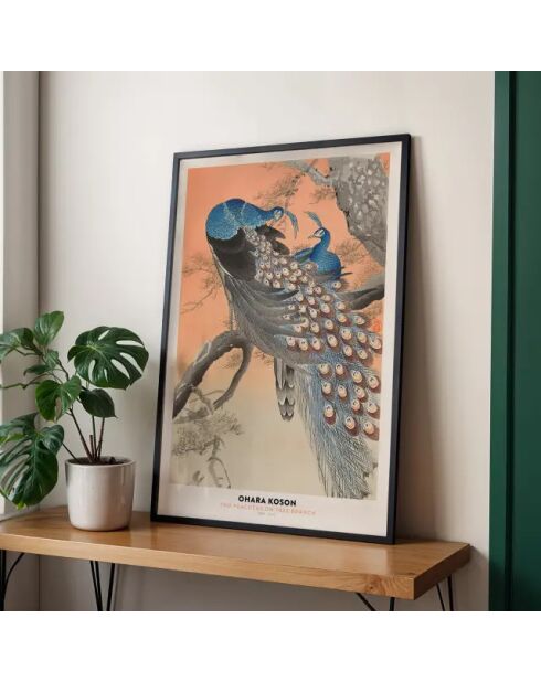 Peinture d'une famille de paons - 50x70 cm