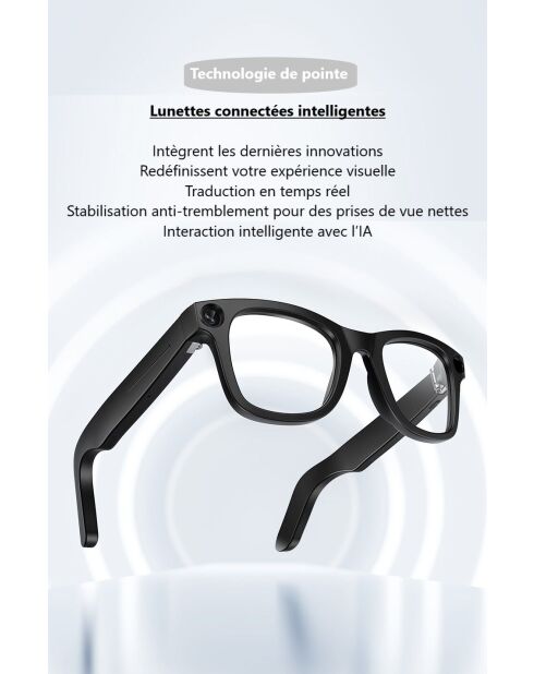 Lunettes Connectées AI avec Caméra 8MP & Audio Bluetooth