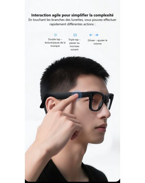 Lunettes Connectées AI avec Caméra 8MP & Audio Bluetooth