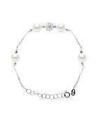 Bracelet en argent & perles de culture d'eau douce rondes blanc naturel