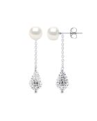 Boucles d'oreilles Pendantes en argent & perles de culture d'eau douce blanc naturel