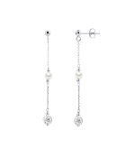 Boucles d'oreilles en argent rhodié & perles de culture d'eau douce rondes blanc naturel