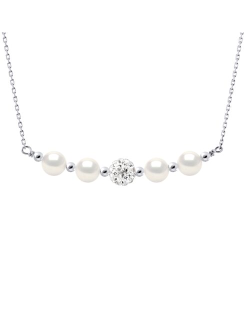 Collier en Argent & Perles de culture d'eau douce blanc naturel