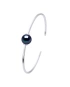 Bracelet jonc Prestige Toi & Moi en Argent & Perle de culture d'eau douce black tahiti