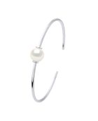 Bracelet jonc Prestige Toi & Moi en argent & perle de culture d'eau douce blanc naturel