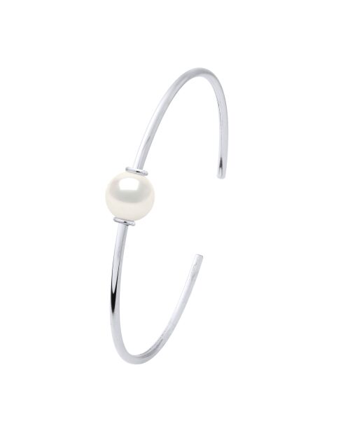Bracelet jonc Prestige Toi & Moi en argent & perle de culture d'eau douce blanc naturel