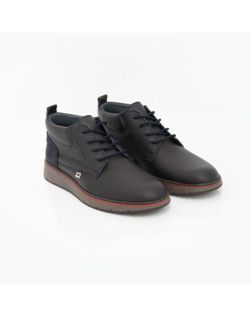 Boots Asedia en daim bleu marine et cuir lisse