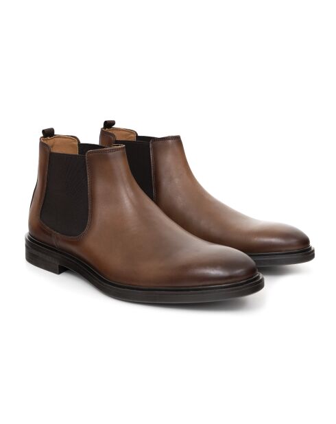 Boots Chelsea Bratoro en cuir marron