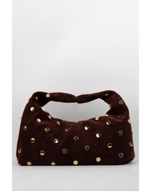 Bolso Lenyx de piel aterciopelada burdeos - 42x35x8 cm