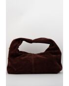 Bolso Lenyx de piel aterciopelada burdeos - 42x35x8 cm