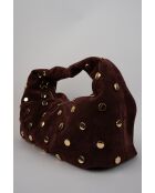 Bolso Lenyx de piel aterciopelada burdeos - 42x35x8 cm