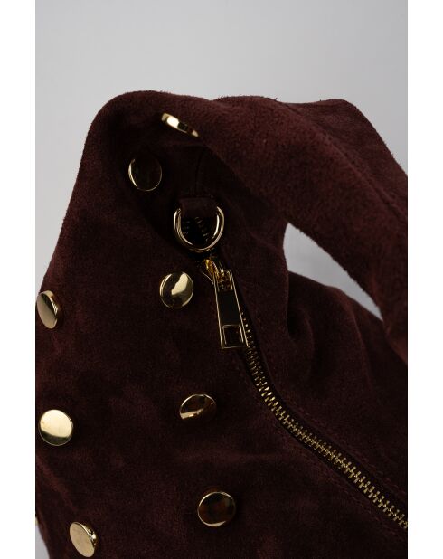 Bolso Lenyx de piel aterciopelada burdeos - 42x35x8 cm