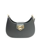 Nella zwarte leren schoudertas - 26x16x5 cm