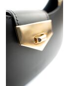 Nella zwarte leren schoudertas - 26x16x5 cm