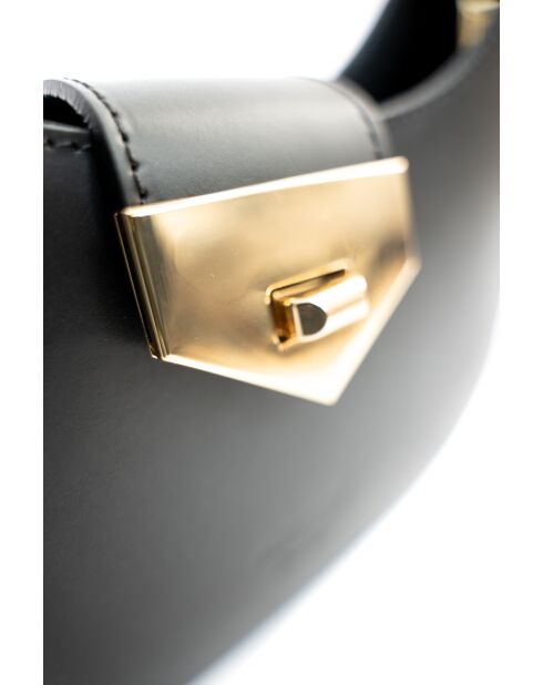 Nella zwarte leren schoudertas - 26x16x5 cm