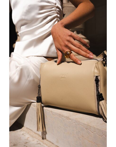 Handtasche Smoo aus beigem Leder - 26 x 19 x 9 cm