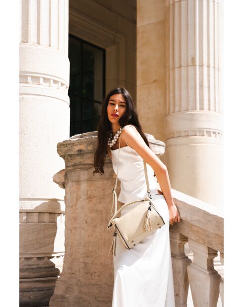 Handtasche Smoo aus beigem Leder - 26 x 19 x 9 cm