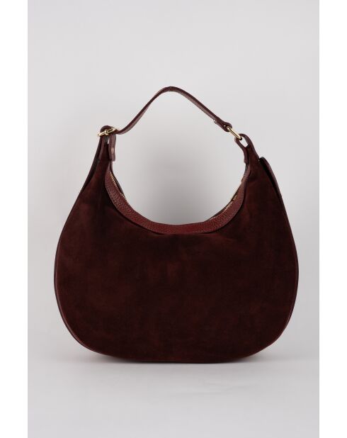 Siana Bordeaux fluwelen leren schoudertas - 33x27x6 cm