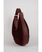 Siana Bordeaux fluwelen leren schoudertas - 33x27x6 cm