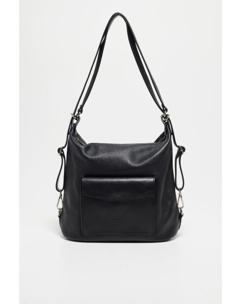 Effia zwarte leren schoudertas - 36x31x14 cm