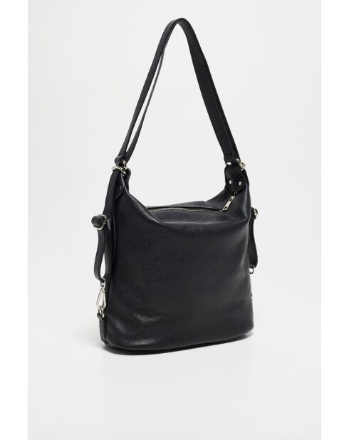 Effia zwarte leren schoudertas - 36x31x14 cm