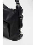 Effia zwarte leren schoudertas - 36x31x14 cm