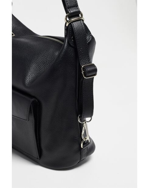 Effia zwarte leren schoudertas - 36x31x14 cm