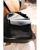 Effia zwarte leren schoudertas - 36x31x14 cm