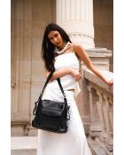 Effia zwarte leren schoudertas - 36x31x14 cm