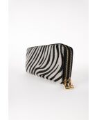 Portefeuille en Cuir edge motif zèbre noir - 20x11x3,5 cm